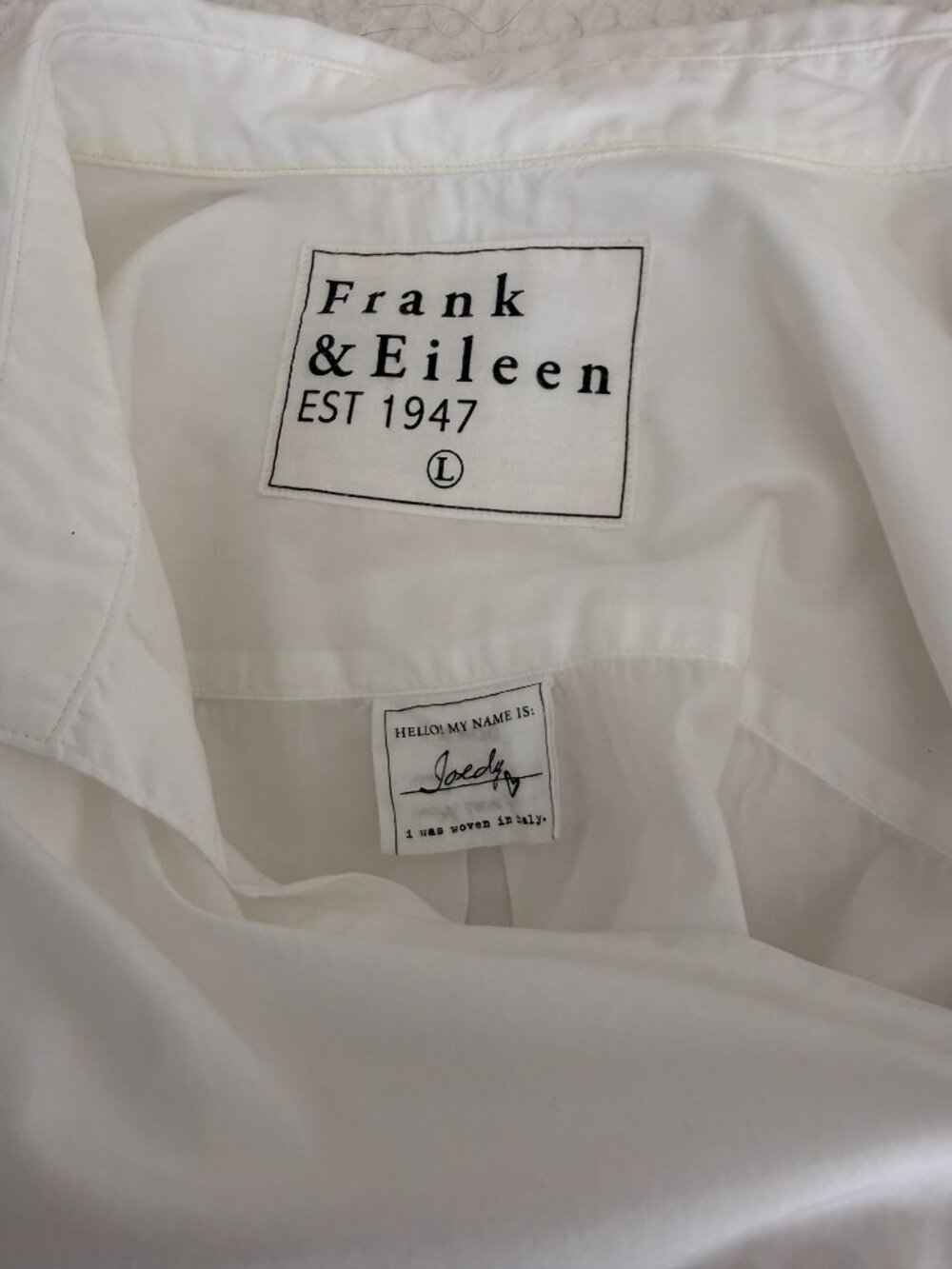 Frank and Eileen Long, Oversize White Cotton shirt